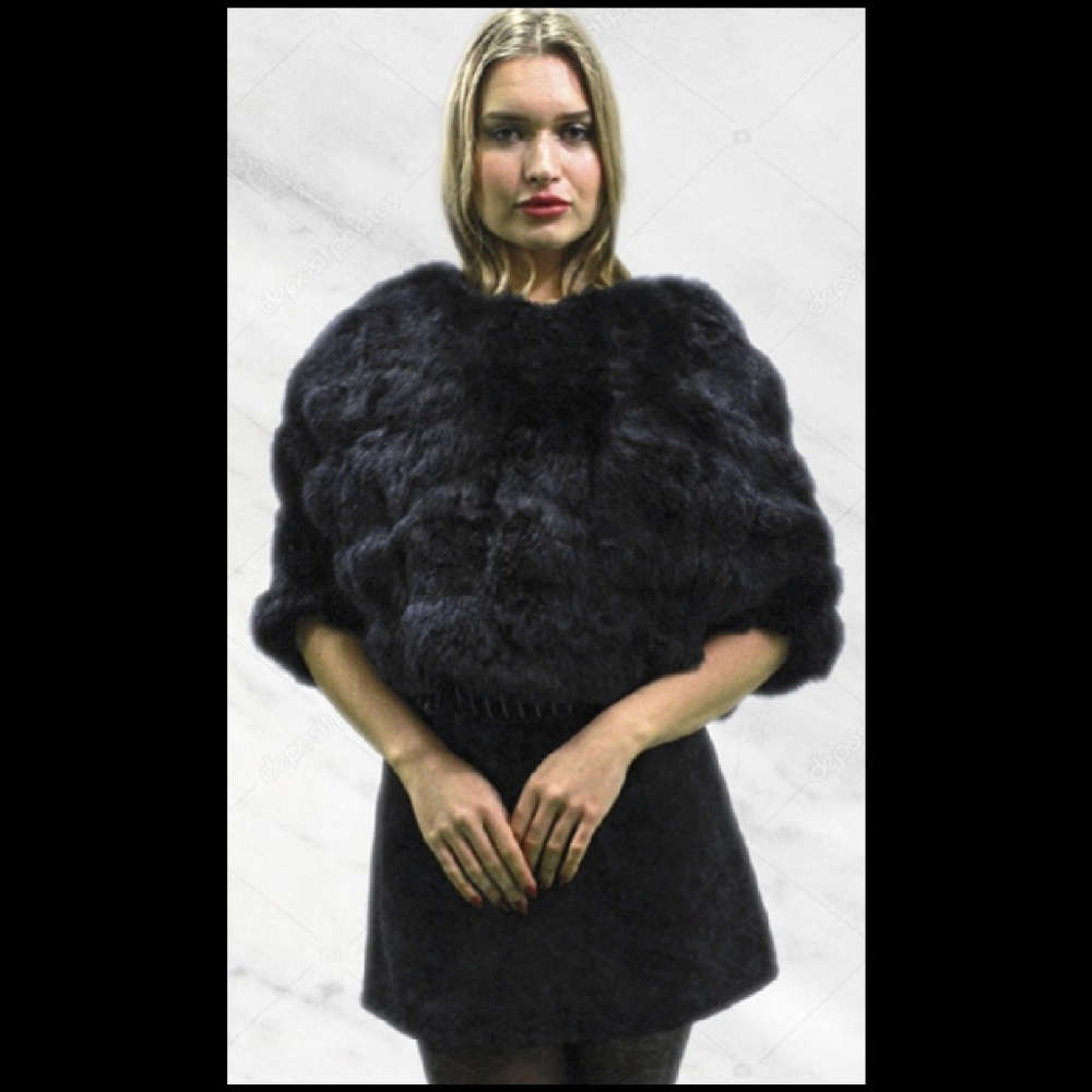 Black Rex Rabbit Fur Capelet